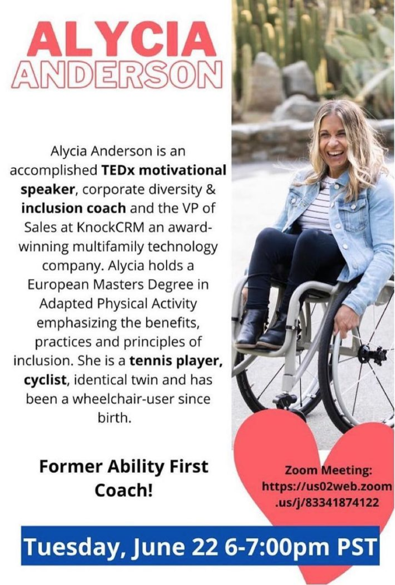 alycia smiling and holding a wheelie next to her bio info